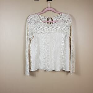 4/$25 Hollister Cream Lace Long Sleeve Blouse Size S